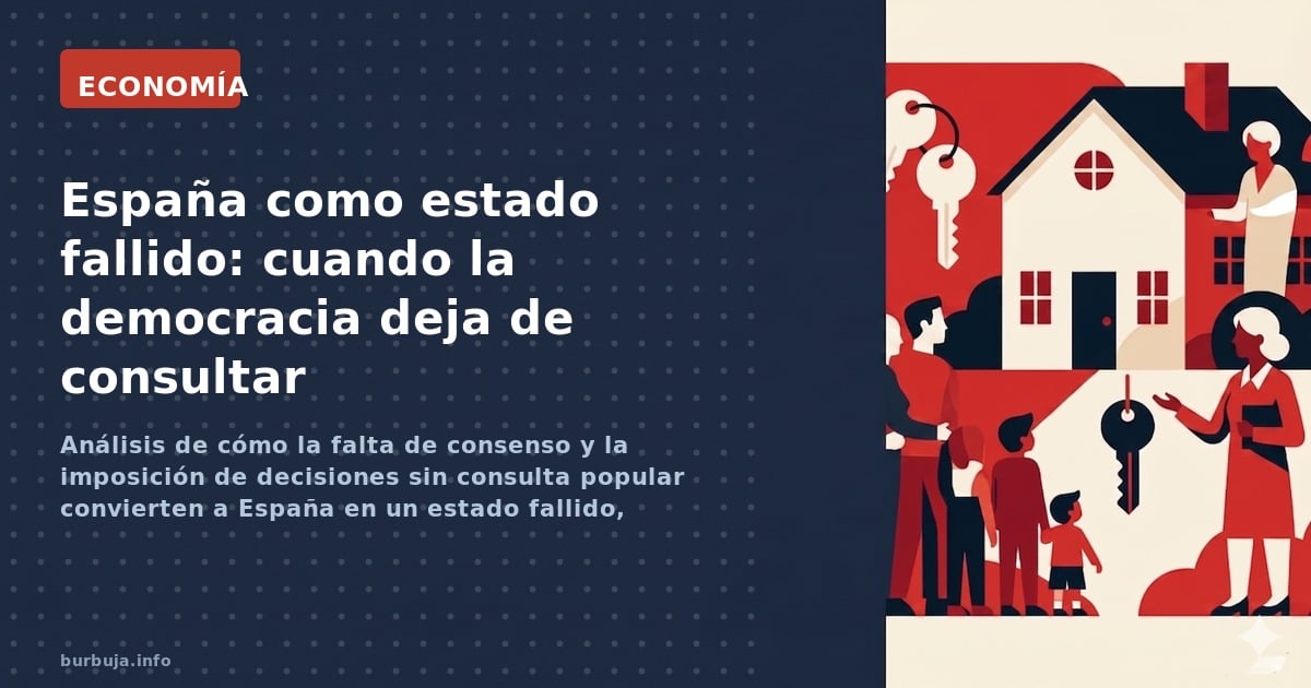 Análisis de cómo la falta de consenso y la imposición de decisiones sin consulta popular convierten a España en un estado fal