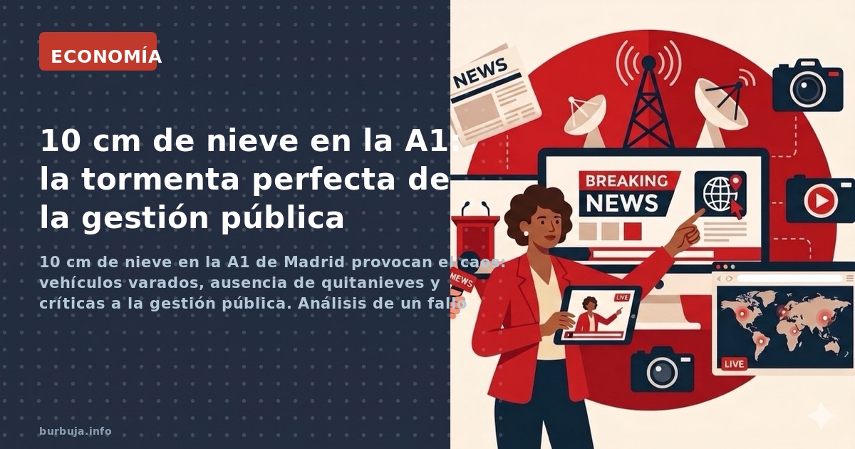 10 cm de nieve en la A1 de Madrid provocan el caos: vehículos varados, ausencia de quitanieves y críticas a la gestión públic