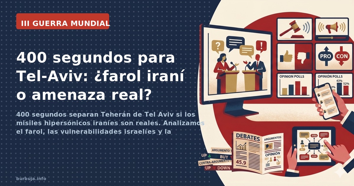 400 segundos separan Teherán de Tel Aviv si los misiles hipersónicos iraníes son reales. Analizamos el farol, las vulnerabili