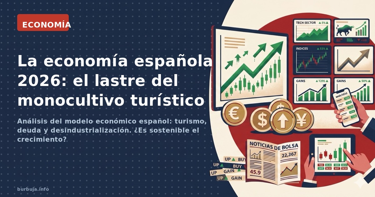 Paseo marítimo con hoteles y turistas de temporada alta, imagen de la economía española dependiente del turismo