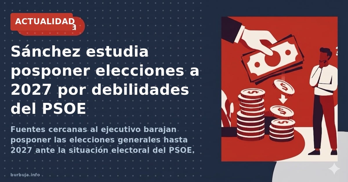Fuentes cercanas al ejecutivo barajan posponer las elecciones generales hasta 2027 ante la situación electoral del PSOE. Anal