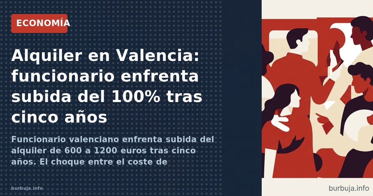 Funcionario valenciano enfrenta subida del alquiler de 600 a 1200 euros tras cinco años. El choque entre el coste de oportuni