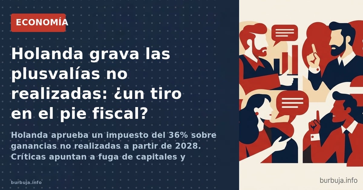 Holanda aprueba un impuesto del 36% sobre ganancias no realizadas a partir de 2028. Críticas apuntan a fuga de capitales y de