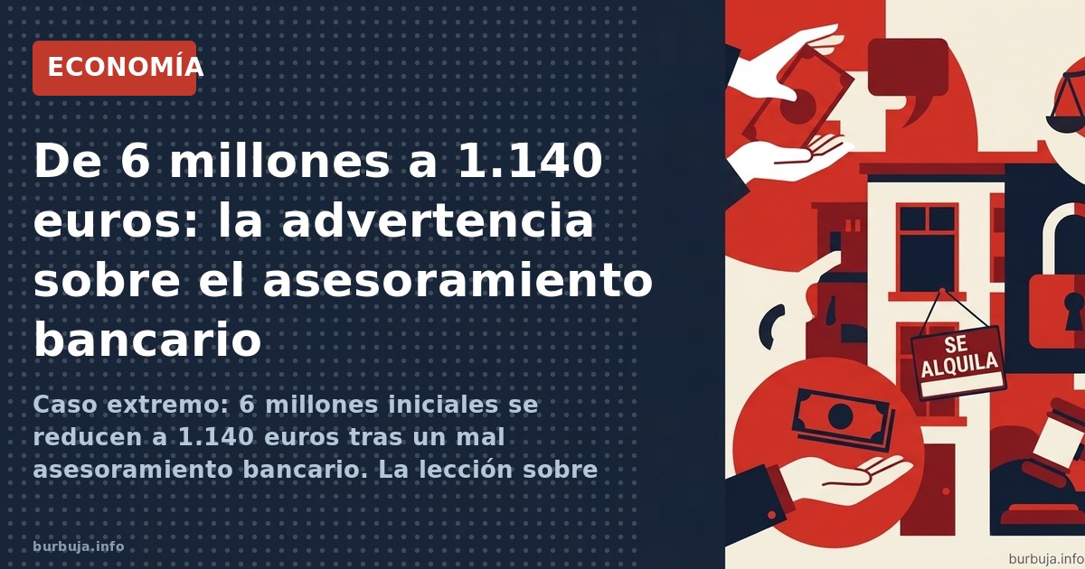 Caso extremo: 6 millones iniciales se reducen a 1.140 euros tras un mal asesoramiento bancario. La lección sobre riesgo y cos