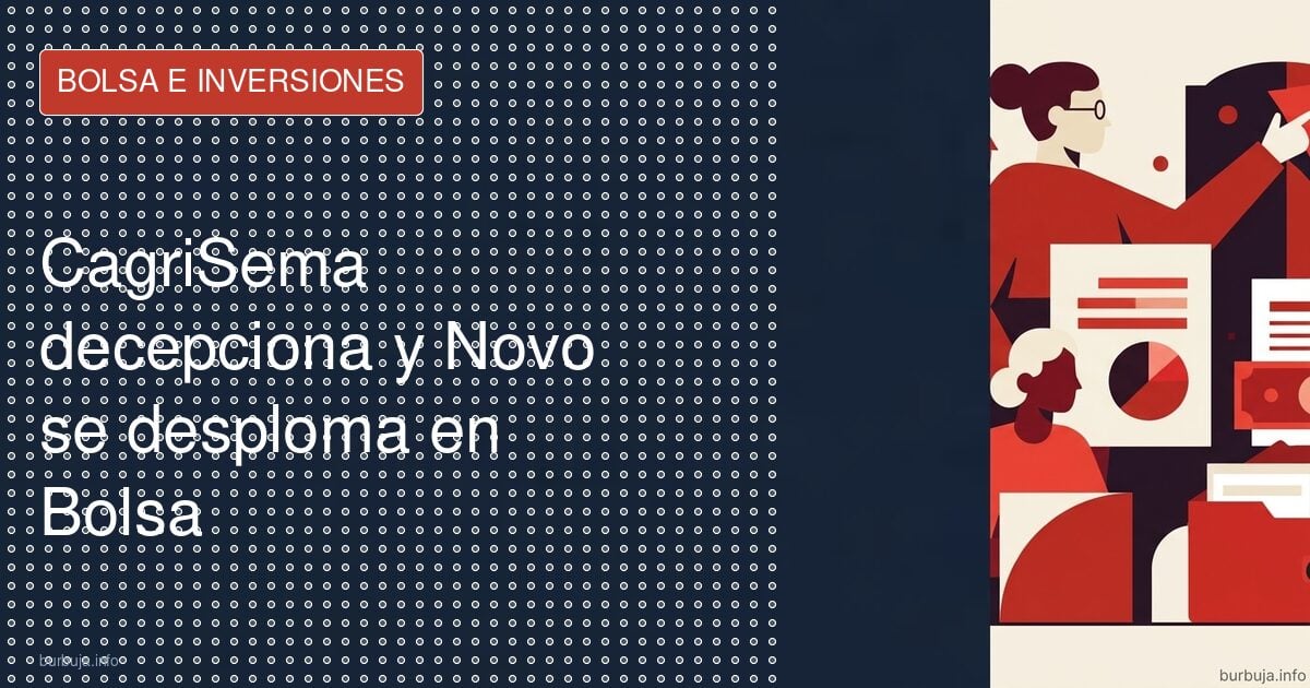 Gráfico bursátil en desplome con la cotización de Novo Nordisk en la zona de los 35 euros tras el ensayo de CagriSema