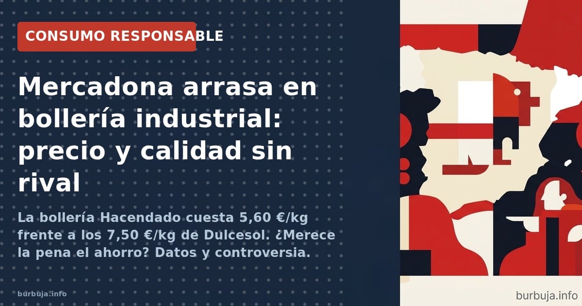 La bollería Hacendado cuesta 5,60 €/kg frente a los 7,50 €/kg de Dulcesol. ¿Merece la pena el ahorro? Datos y controversia.