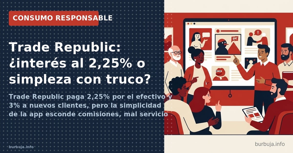 Trade Republic paga 2,25% por el efectivo y 3% a nuevos clientes, pero la simplicidad de la app esconde comisiones, mal servi