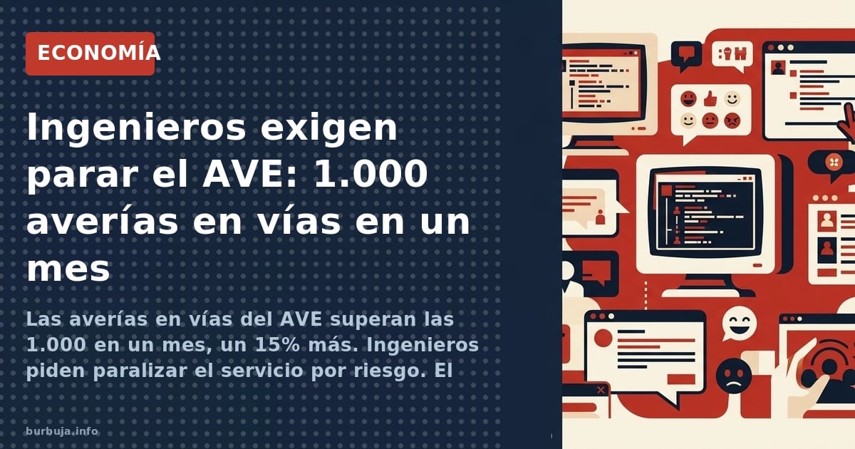 Las averías en vías del AVE superan las 1.000 en un mes, un 15% más. Ingenieros piden paralizar el servicio por riesgo. El Go