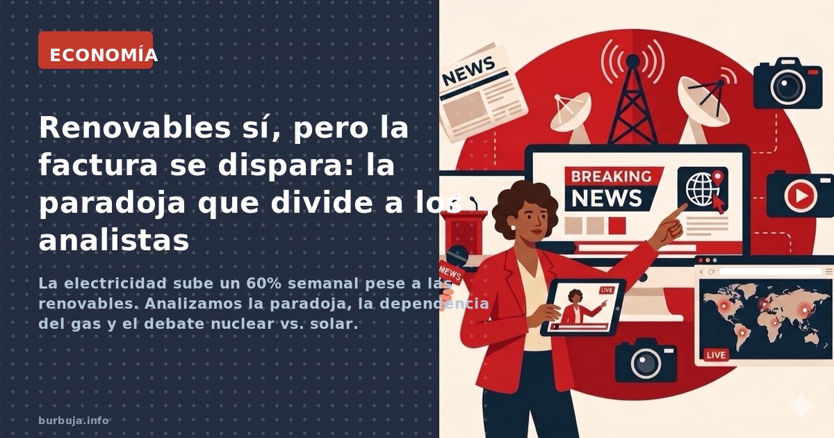 La electricidad sube un 60% semanal pese a las renovables. Analizamos la paradoja, la dependencia del gas y el debate nuclear