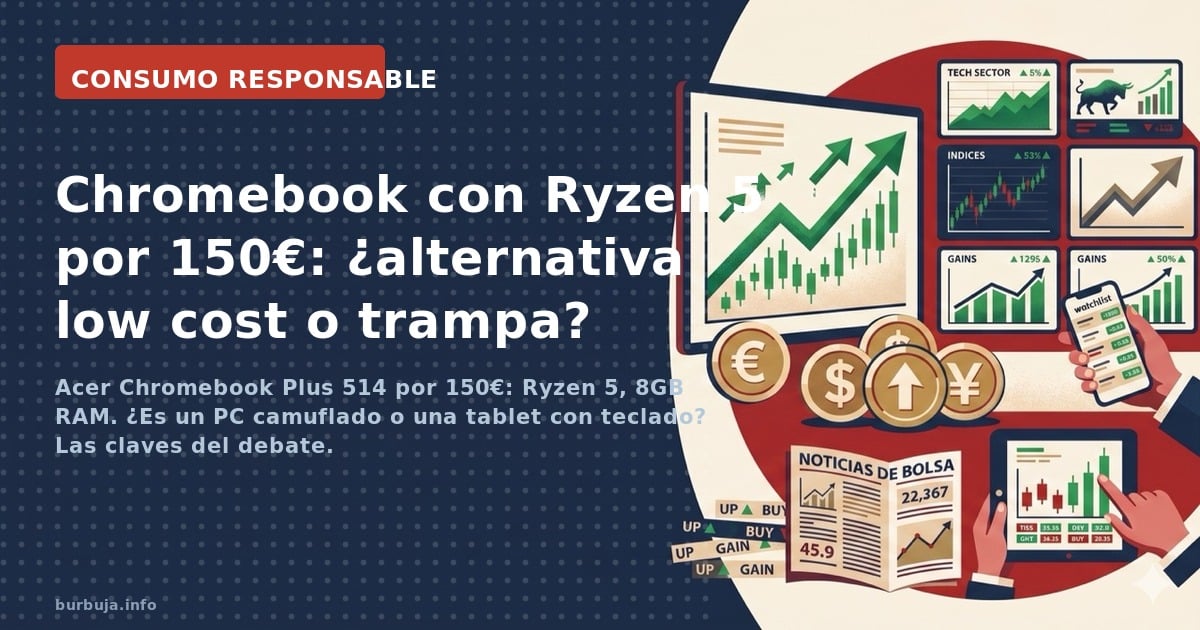 Acer Chromebook Plus 514 por 150€: Ryzen 5, 8GB RAM. ¿Es un PC camuflado o una tablet con teclado? Las claves del debate.