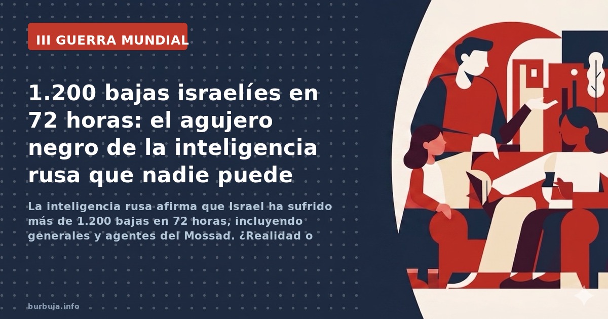La inteligencia rusa afirma que Israel ha sufrido más de 1.200 bajas en 72 horas, incluyendo generales y agentes del Mossad. 