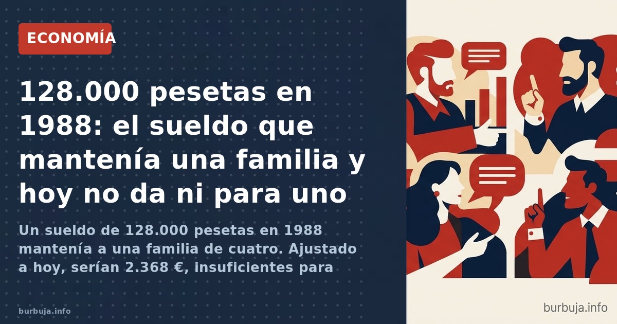 Un sueldo de 128.000 pesetas en 1988 mantenía a una familia de cuatro. Ajustado a hoy, serían 2.368 €, insuficientes para viv