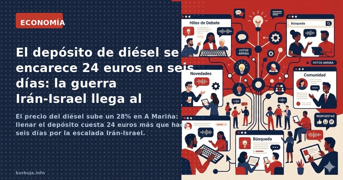 El precio del diésel sube un 28% en A Mariña: llenar el depósito cuesta 24 euros más que hace seis días por la escalada Irán-