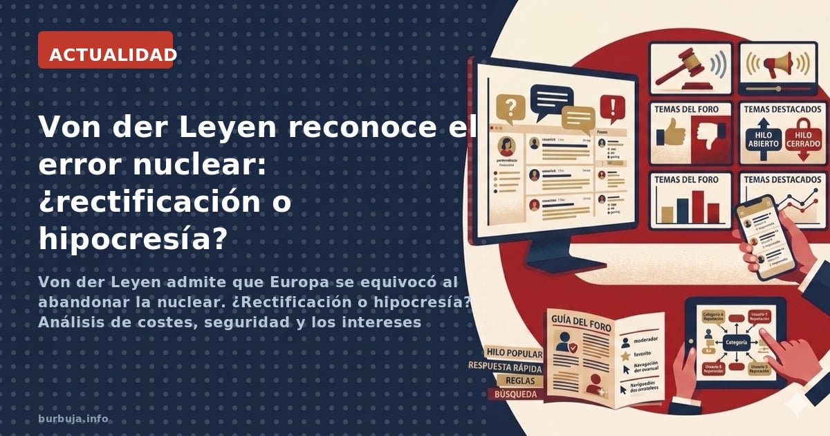 Von der Leyen admite que Europa se equivocó al abandonar la nuclear. ¿Rectificación o hipocresía? Análisis de costes, segurid