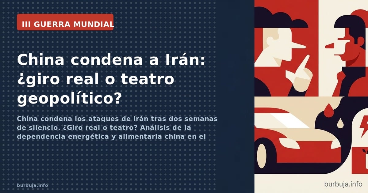 China condena los ataques de Irán tras dos semanas de silencio. ¿Giro real o teatro? Análisis de la dependencia energética y 