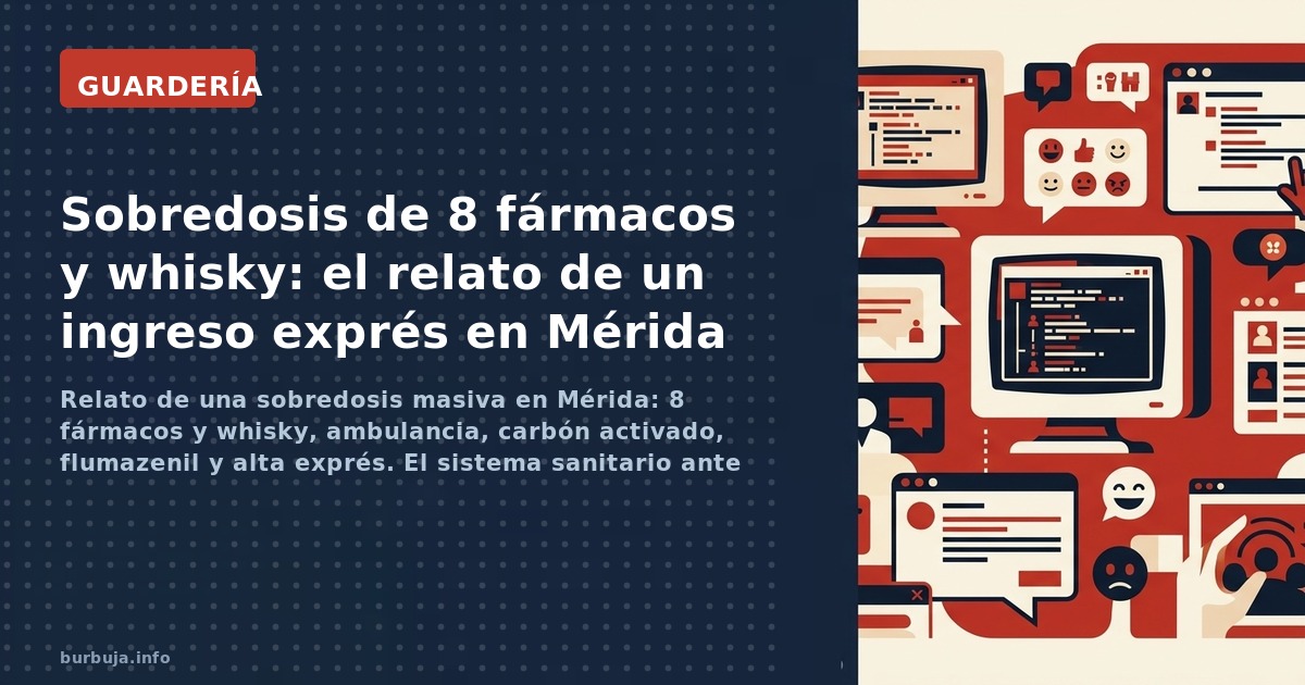 Relato de una sobredosis masiva en Mérida: 8 fármacos y whisky, ambulancia, carbón activado, flumazenil y alta exprés. El sis