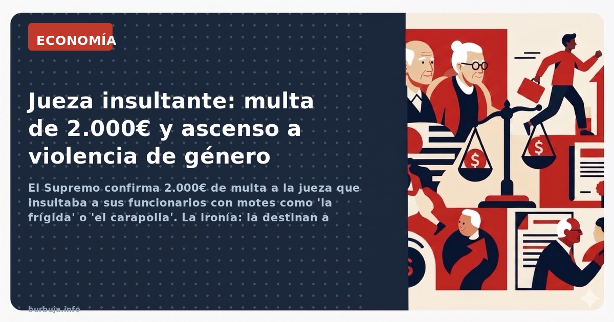 El Supremo confirma 2.000€ de multa a la jueza que insultaba a sus funcionarios con motes como 'la frígida' o 'el carapolla'.