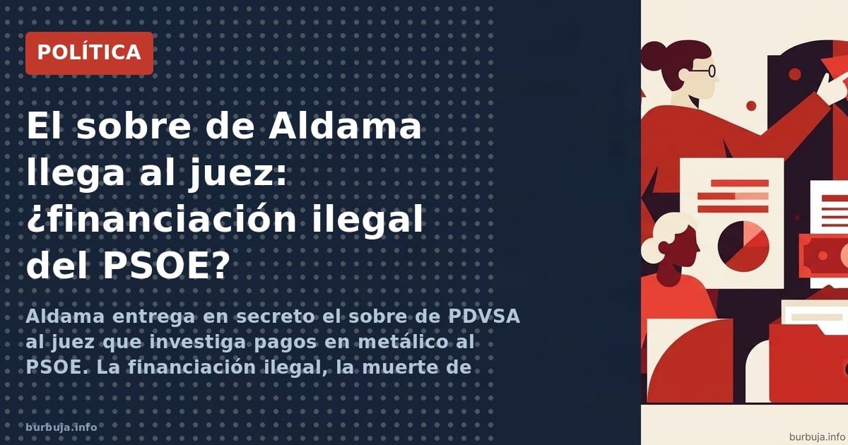 Aldama entrega en secreto el sobre de PDVSA al juez que investiga pagos en metálico al PSOE. La financiación ilegal, la muert