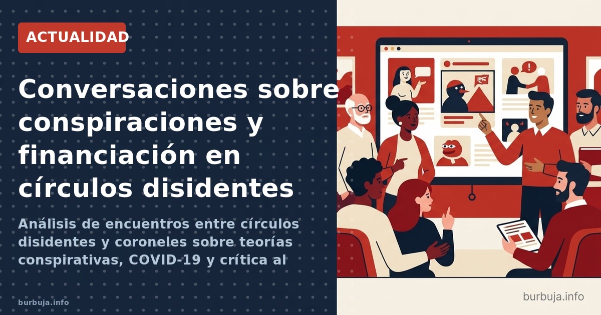 Análisis de encuentros entre círculos disidentes y coroneles sobre teorías conspirativas, COVID-19 y crítica al sistema.
