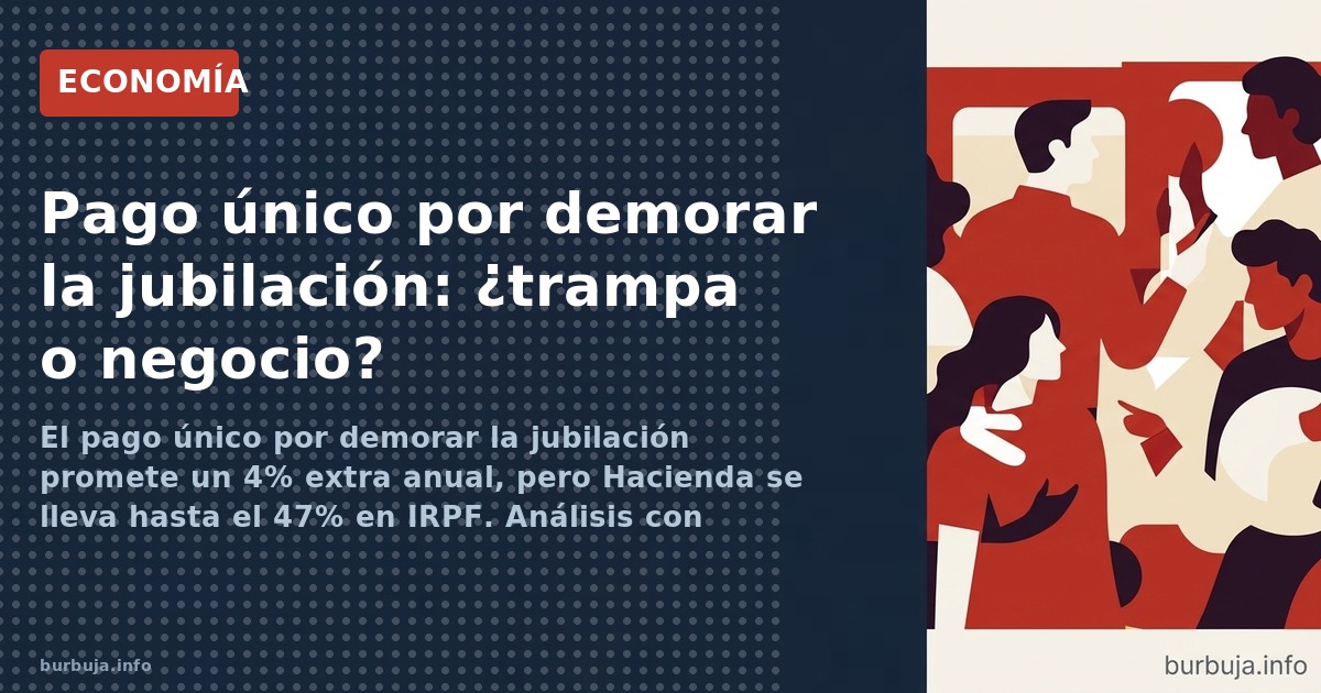 El 4% por año de demora en la jubilación puede cobrarse en un pago único o como subida mensual. La fiscalidad puede llevarse 