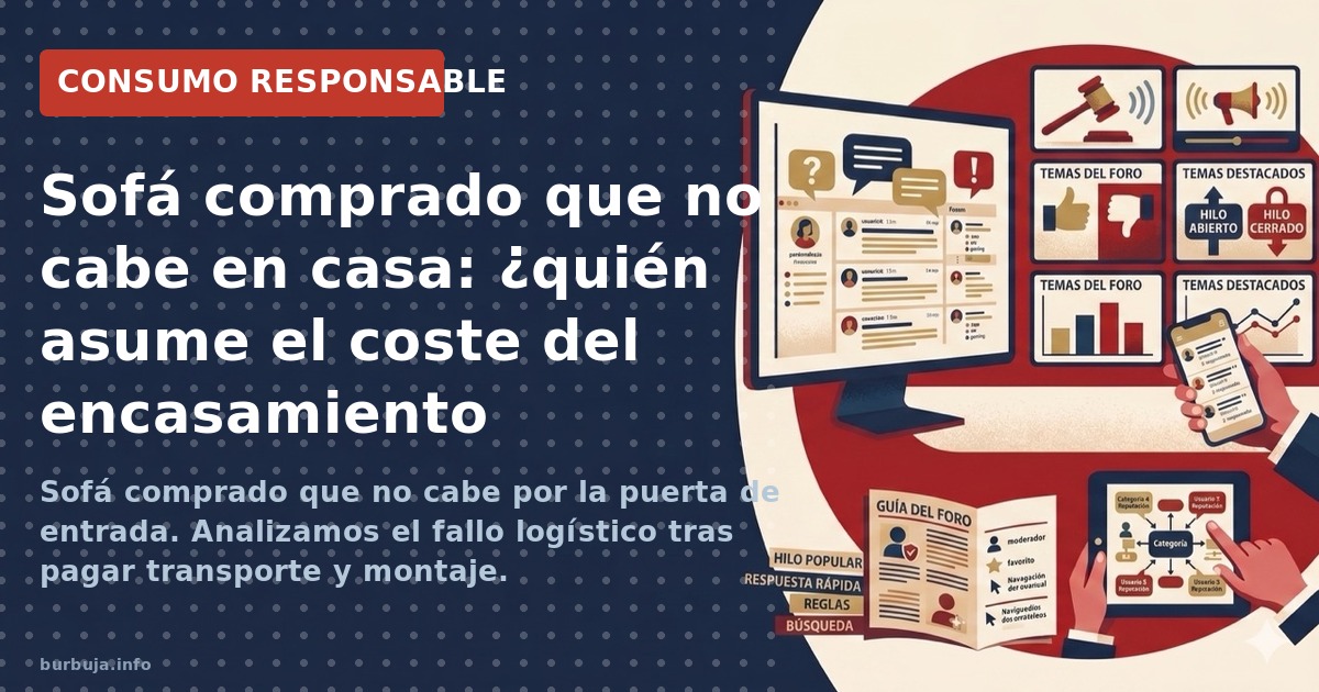 Sofá comprado que no cabe por la puerta de entrada. Analizamos el fallo logístico tras pagar transporte y montaje.