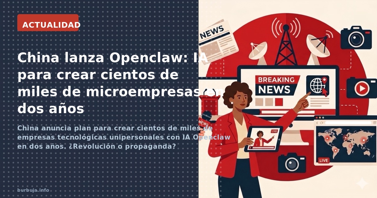 China anuncia plan para crear cientos de miles de empresas tecnológicas unipersonales con IA Openclaw en dos años. ¿Revolució