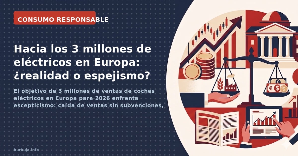 El objetivo de 3 millones de ventas de coches eléctricos en Europa para 2026 enfrenta escepticismo: caída de ventas sin subve