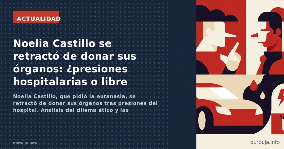 Noelia Castillo, que pidió la eutanasia, se retractó de donar sus órganos tras presiones del hospital. Análisis del dilema ét