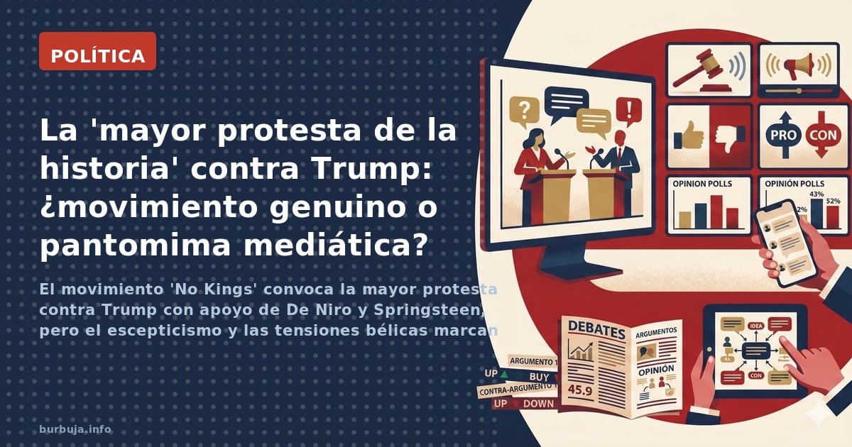 El movimiento 'No Kings' convoca la mayor protesta contra Trump con apoyo de De Niro y Springsteen, pero el escepticismo y la