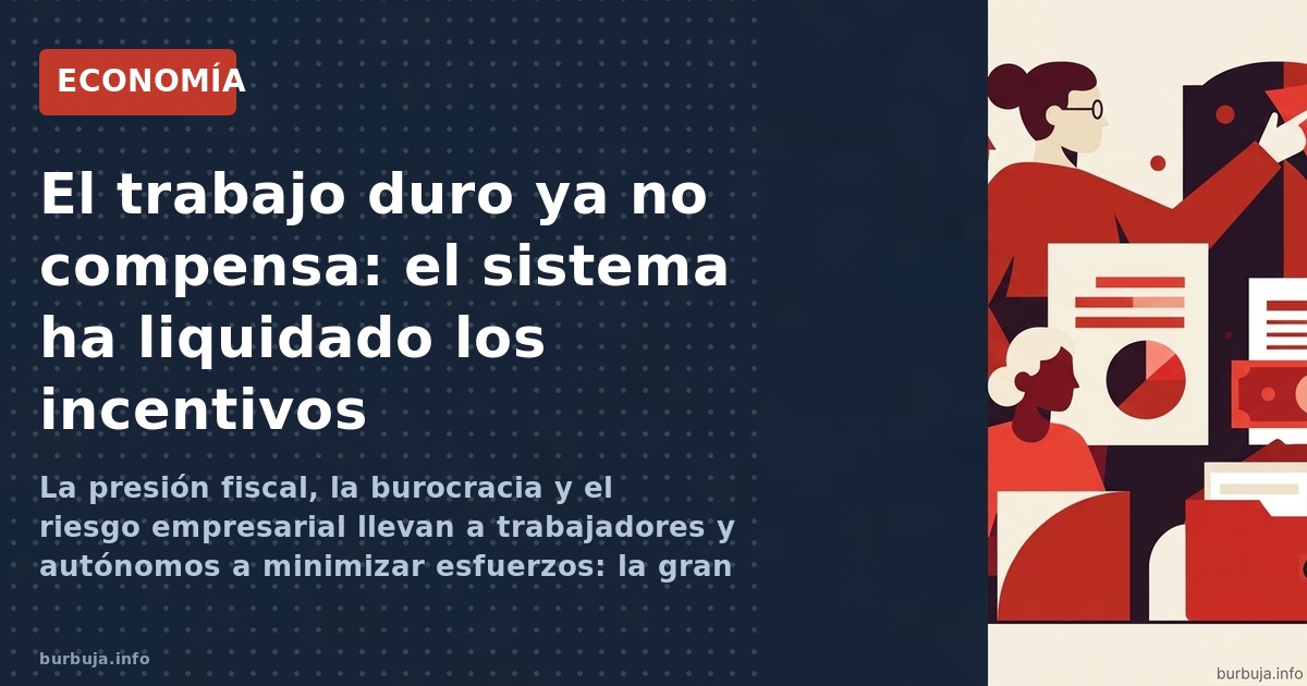 La presión fiscal, la burocracia y el riesgo empresarial llevan a trabajadores y autónomos a minimizar esfuerzos: la gran ren