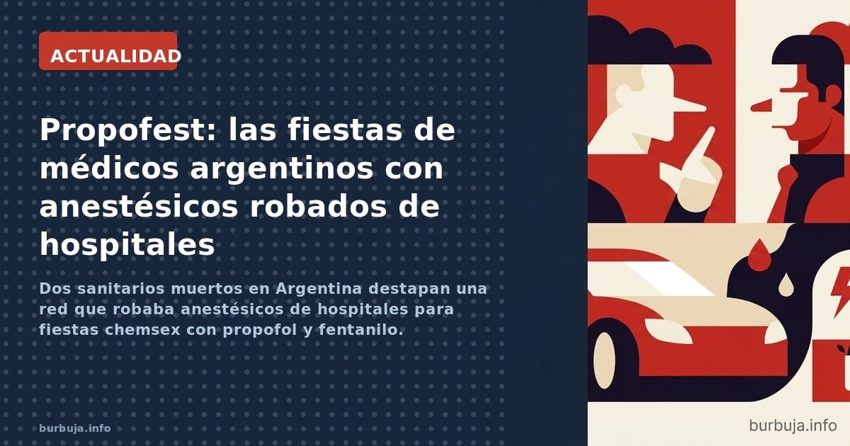 Dos sanitarios muertos en Argentina destapan una red que robaba anestésicos de hospitales para fiestas chemsex con propofol y