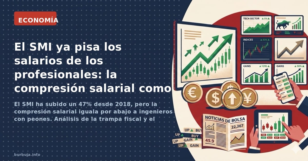 El SMI ha subido un 47% desde 2018, pero la compresión salarial iguala por abajo a ingenieros con peones. Análisis de la tram