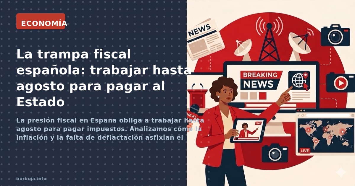 Ilustración de un cohete económico ascendiendo mientras la deuda pública de España supera el 100% del PIB