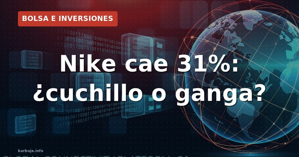 Pantalla de terminal financiera con velas rojas que reflejan la caída de las acciones de Nike