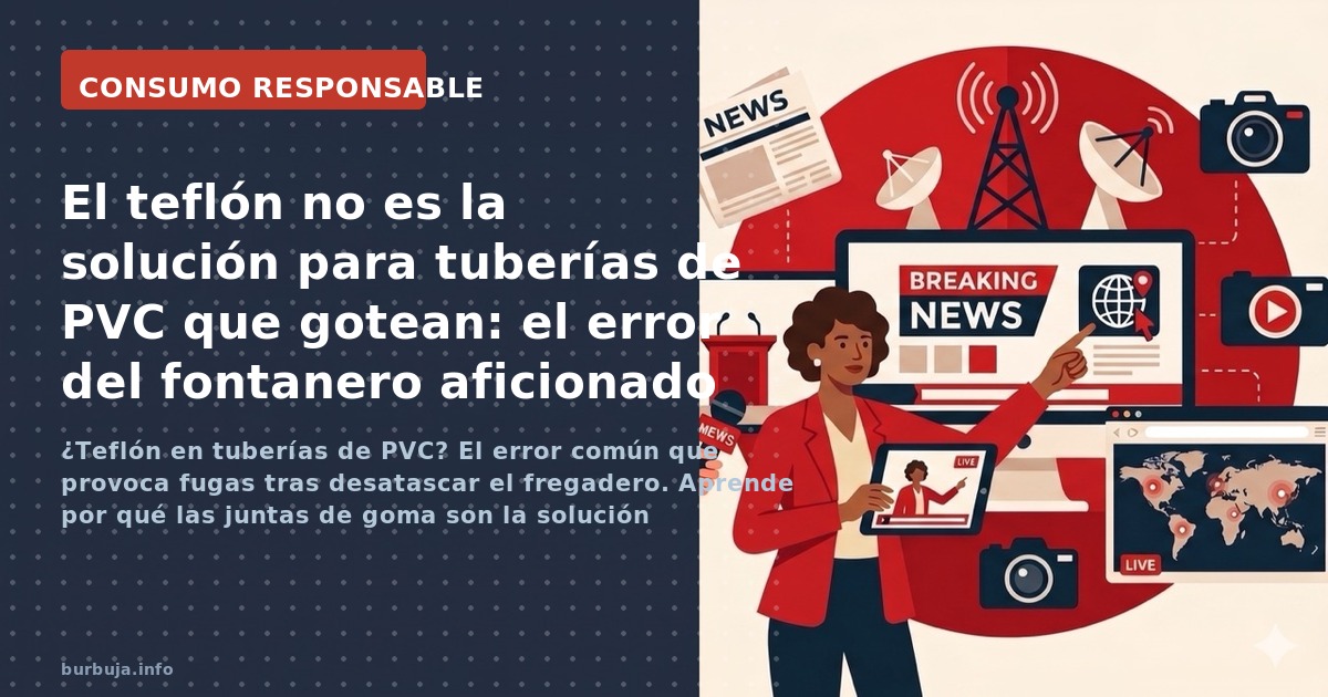 ¿Teflón en tuberías de PVC? El error común que provoca fugas tras desatascar el fregadero. Aprende por qué las juntas de goma