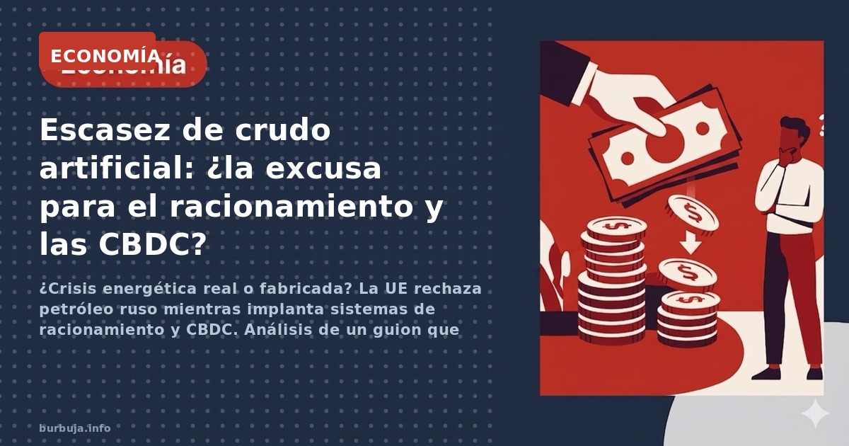 ¿Crisis energética real o fabricada? La UE rechaza petróleo ruso mientras implanta sistemas de racionamiento y CBDC. Análisis