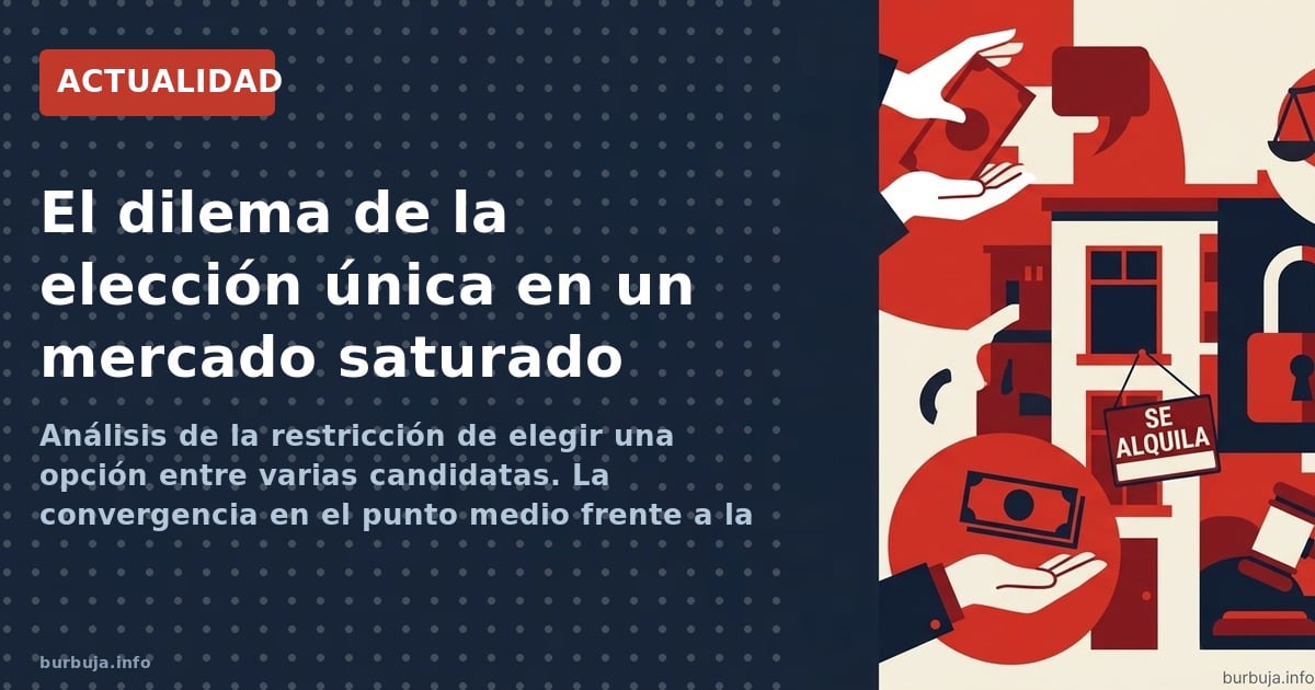 Análisis de la restricción de elegir una opción entre varias candidatas. La convergencia en el punto medio frente a la excele