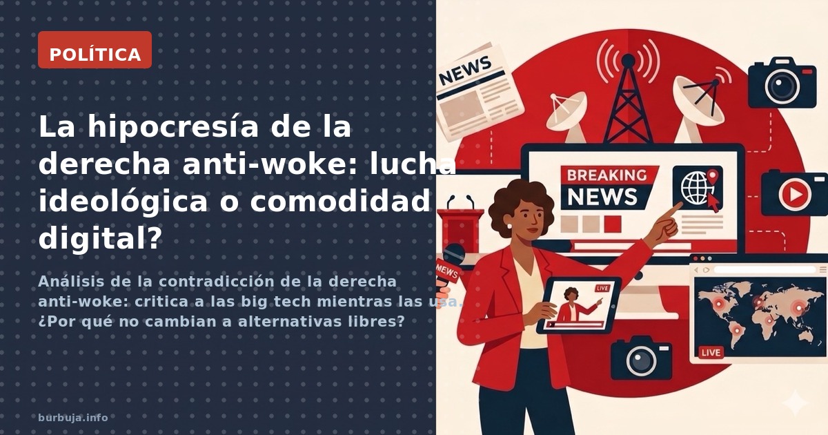 Análisis de la contradicción de la derecha anti-woke: critica a las big tech mientras las usa. ¿Por qué no cambian a alternat