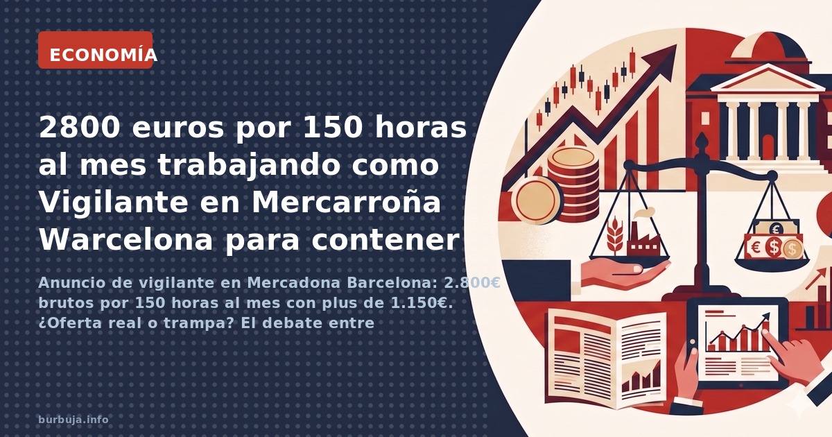 Anuncio de vigilante en Mercadona Barcelona: 2.800€ brutos por 150 horas al mes con plus de 1.150€. ¿Oferta real o trampa? El