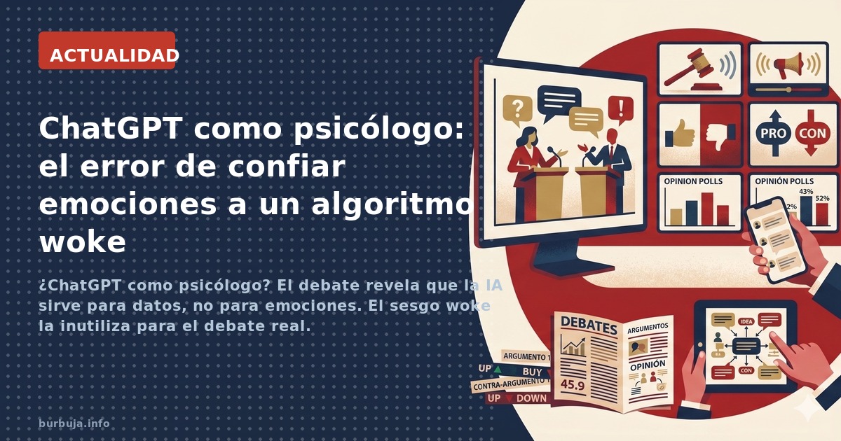 ¿ChatGPT como psicólogo? El debate revela que la IA sirve para datos, no para emociones. El sesgo woke la inutiliza para el d