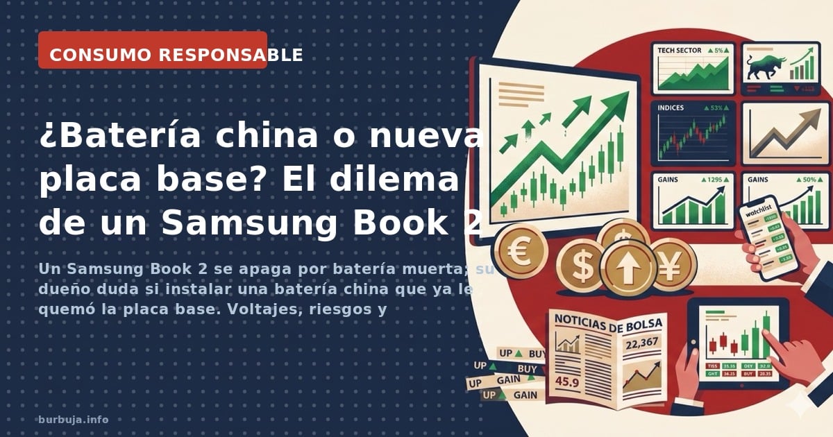 Un Samsung Book 2 se apaga por batería muerta; su dueño duda si instalar una batería china que ya le quemó la placa base. Vol