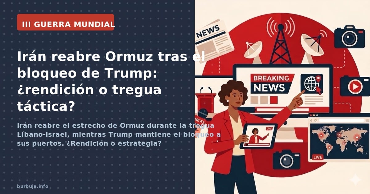 Irán reabre el estrecho de Ormuz durante la tregua Líbano-Israel, mientras Trump mantiene el bloqueo a sus puertos. ¿Rendició