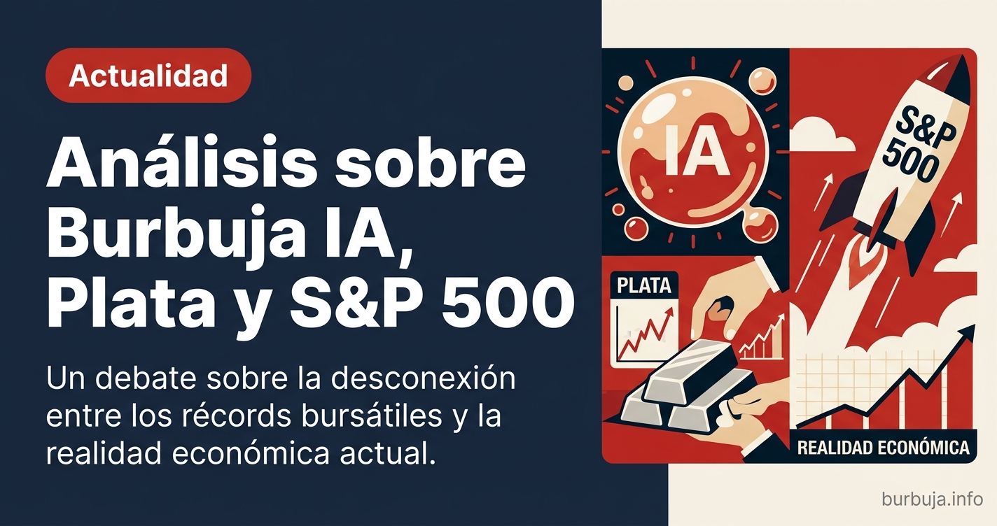 S&P 500 en máximos con una curva de deuda al alza, ilustración de análisis financiero con inteligencia artificial