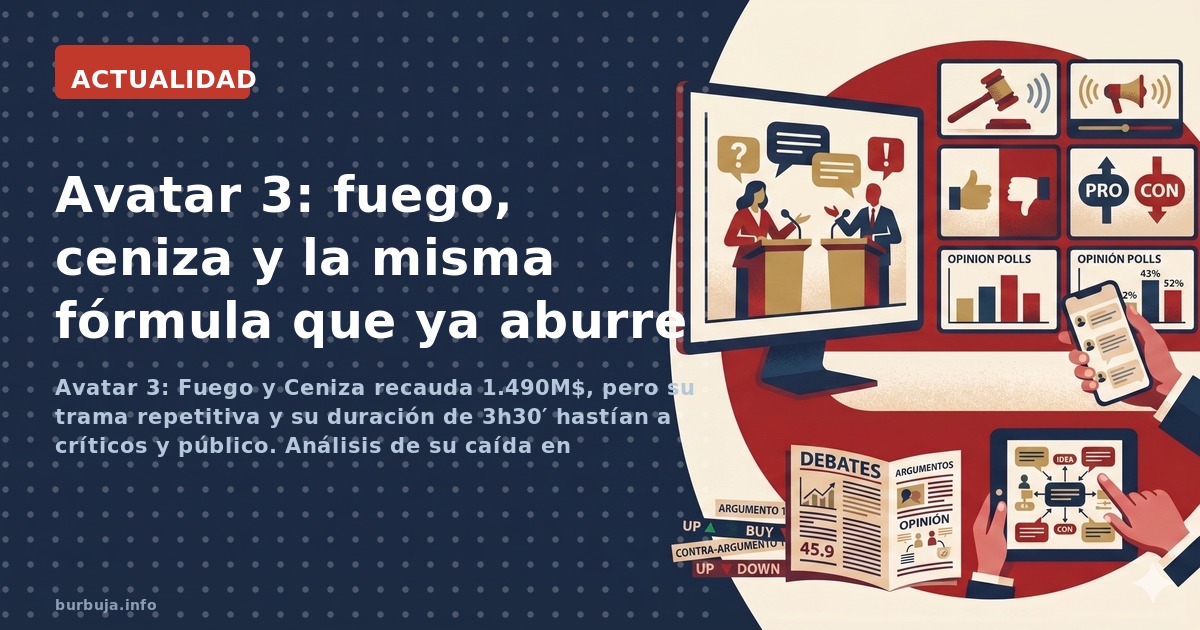 Avatar 3: Fuego y Ceniza recauda 1.490M$, pero su trama repetitiva y su duración de 3h30′ hastían a críticos y público. Análi