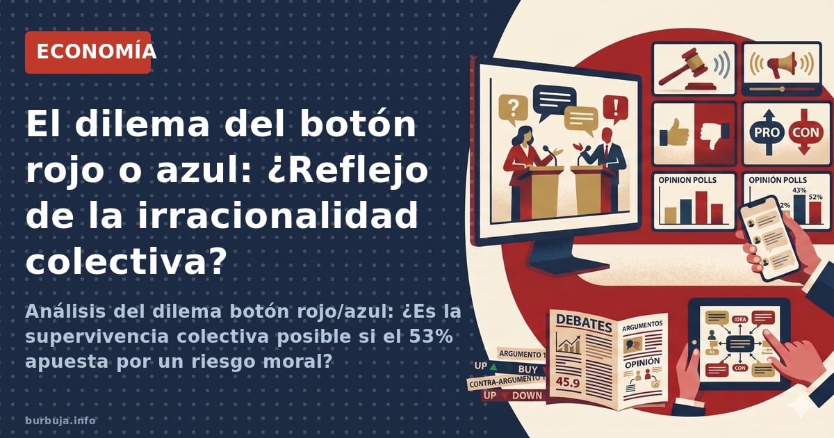 Análisis del dilema botón rojo/azul: ¿Es la supervivencia colectiva posible si el 53% apuesta por un riesgo moral?