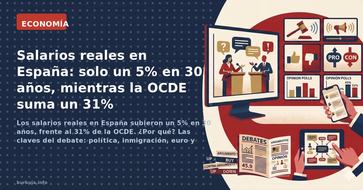 Los salarios reales en España subieron un 5% en 30 años, frente al 31% de la OCDE. ¿Por qué? Las claves del debate: política,