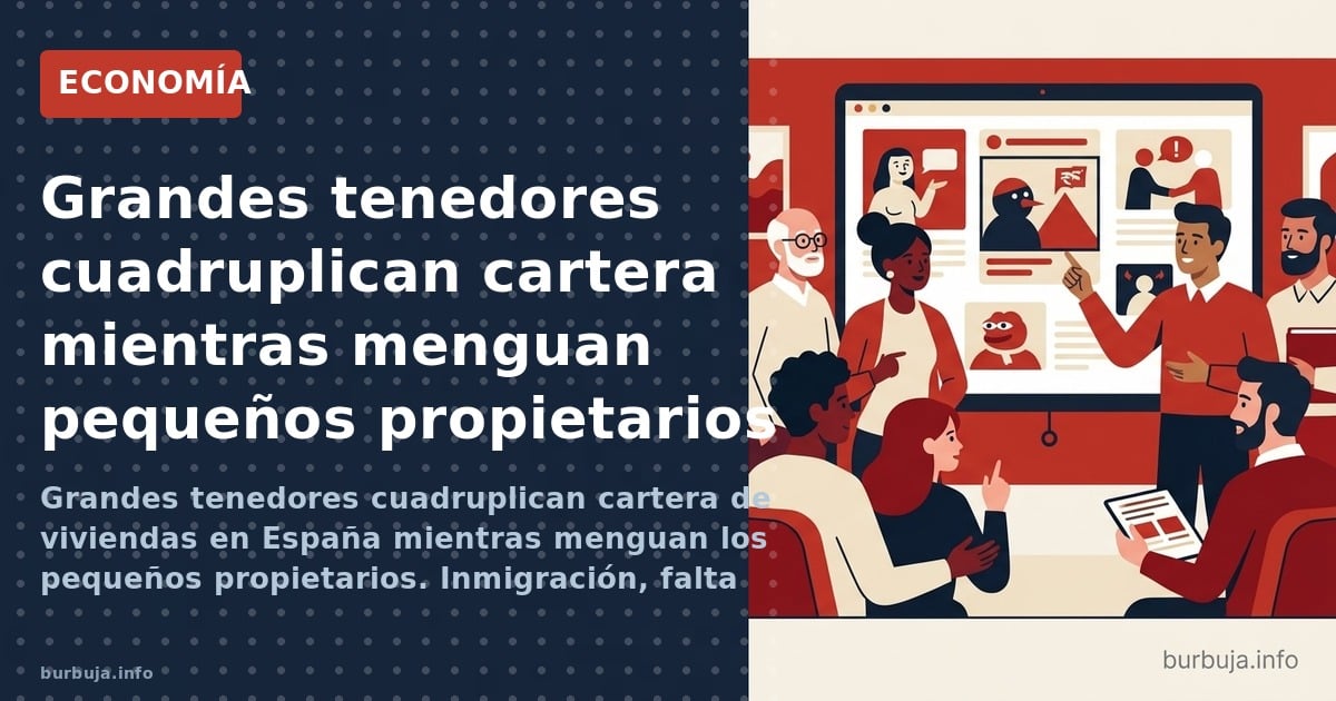 Grandes tenedores cuadruplican cartera de viviendas en España mientras menguan los pequeños propietarios. Inmigración, falta 