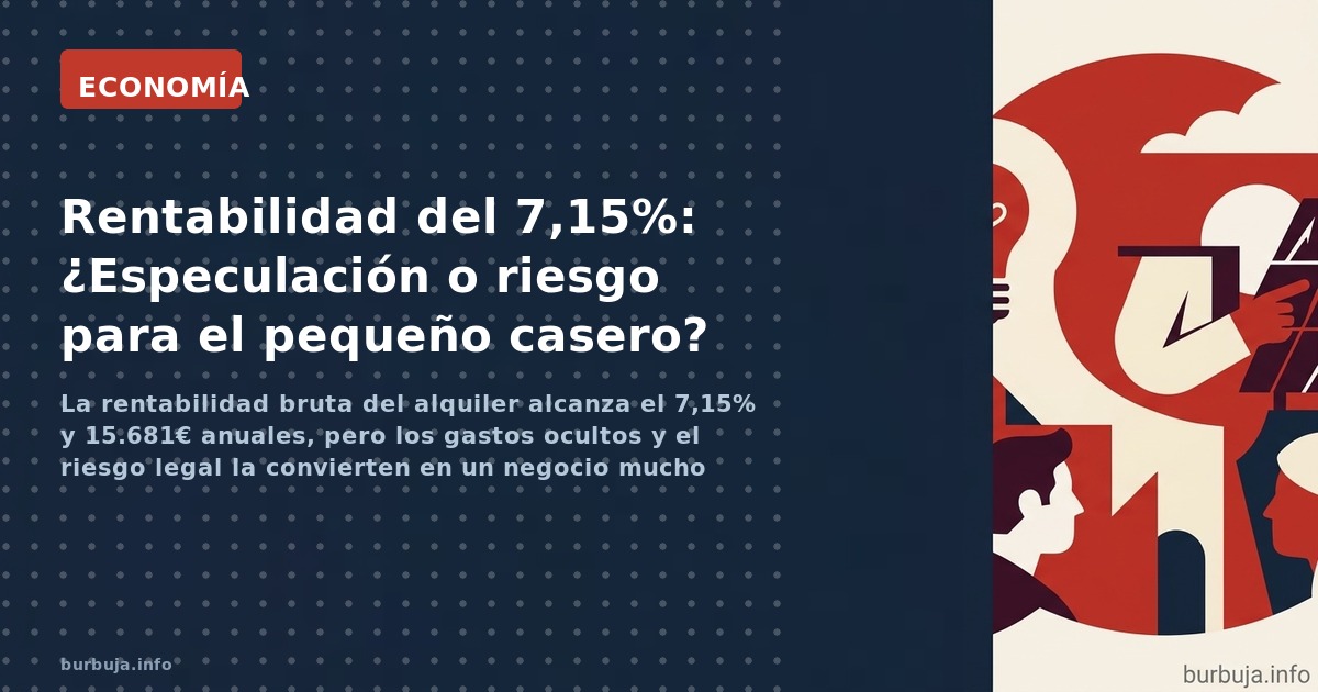 La rentabilidad bruta del alquiler alcanza el 7,15% y 15.681€ anuales, pero los gastos ocultos y el riesgo legal la convierte