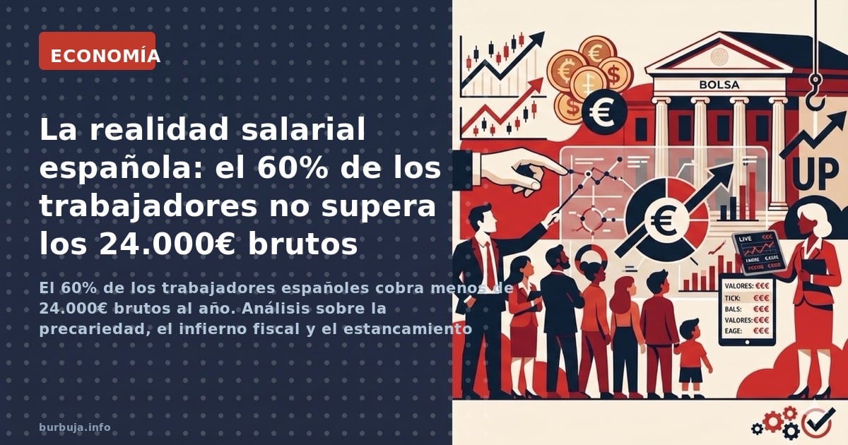 El 60% de los trabajadores españoles cobra menos de 24.000€ brutos al año. Análisis sobre la precariedad, el infierno fiscal 