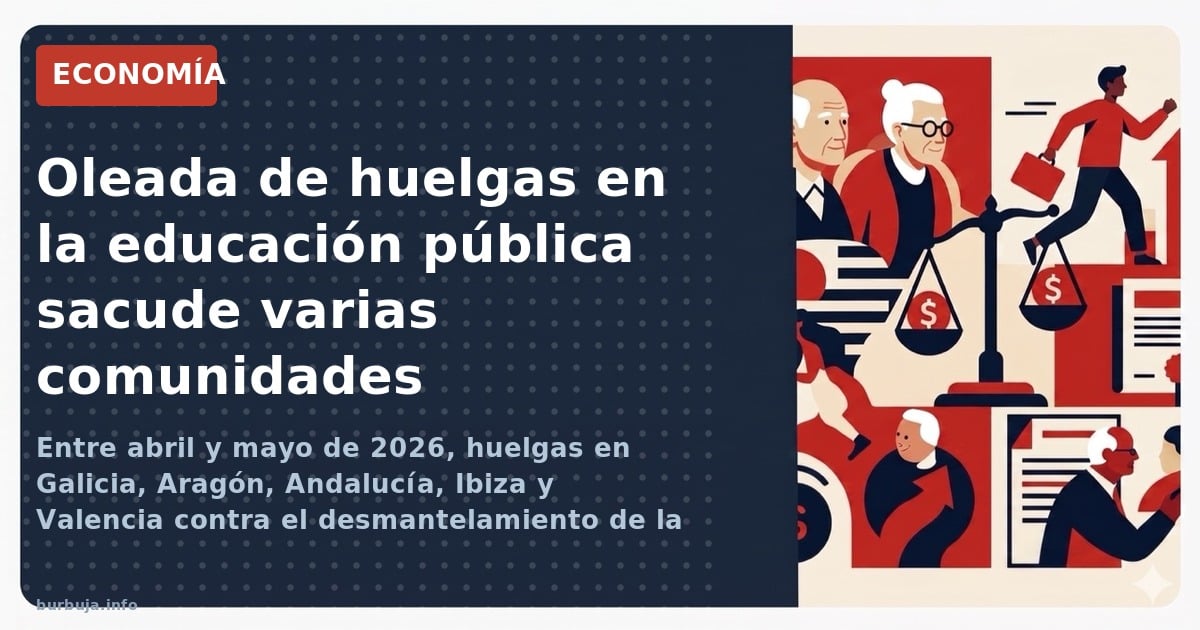 Entre abril y mayo de 2026, huelgas en Galicia, Aragón, Andalucía, Ibiza y Valencia contra el desmantelamiento de la educació